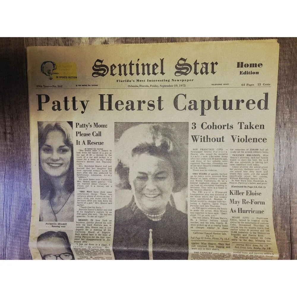 1975 Sep 19: Orlando (FL) Sentinel Star- Patty Hearst Captured, Hurricane Eloise